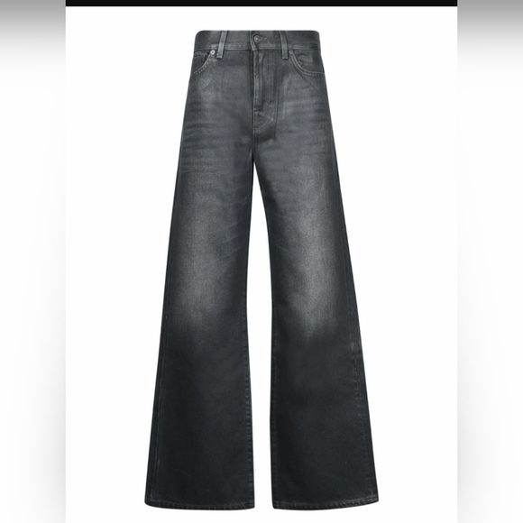 7 FOR ALL MANKIND SCOUT LIQUORICE Wide leg waxed coated jeans size 23 brand new